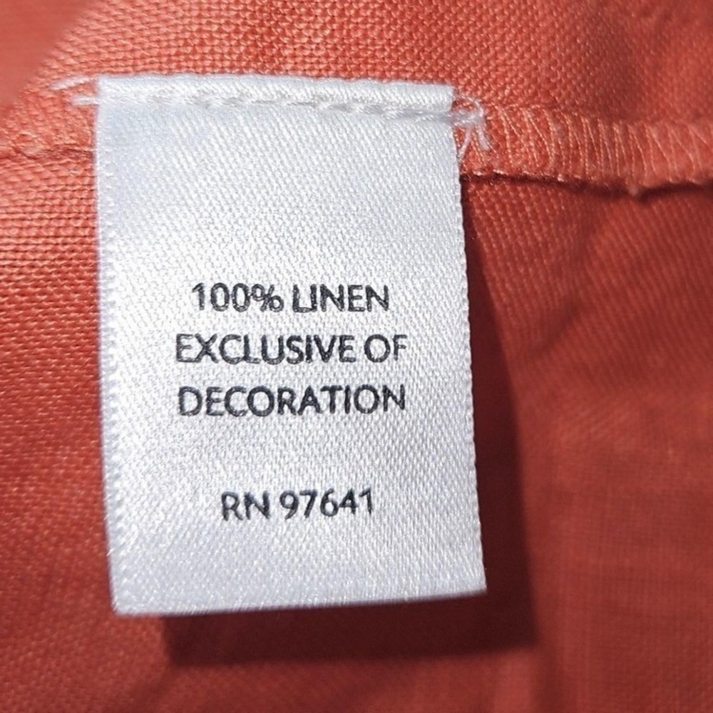 J Jill Dress Women 10 Orange Linen Embroidered Tunic Short Sleeve Boho Shift - Picture 9 of 11